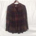 Free People Tops | Free People Plaid Purple Long Sleeve V-Neck Button Up Women Size Small Oversized | Color: Purple | Size: S