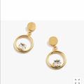 J. Crew Jewelry | J.Crew Square Crystal Drop Hoop Earring | Color: Gold | Size: 1.3/8”