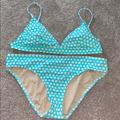 J. Crew Swim | Brand New J Crew Cream Polka Dot Bikini | Color: Blue/Cream | Size: L