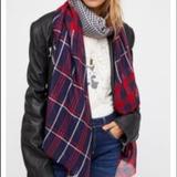 Free People Accessories | Free People Check Yourself Patchwork Plaid Scarf | Color: Black/Red | Size: Os