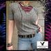 American Eagle Outfitters Tops | American Eagle Heather Grey Ribbed Knit Stretchy Curve-Hugging Lace-Up Top Tee | Color: Gray | Size: S