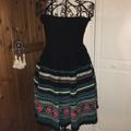 Free People Dresses | Free People Smocked Strapless Pleated A Line Dress Black | Color: Black/Blue | Size: M