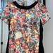 Zara Tops | H&M Floral Short Sleeve Blouse | Color: Black/Pink | Size: 4