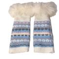 Free People Accessories | Free People Fingerless Knit Faux Fur Long Gloves | Color: Blue/Cream | Size: Os