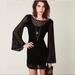 Free People Dresses | Free People Gypsy Black Crochet Bell Sleeve Dress | Color: Black | Size: Xs