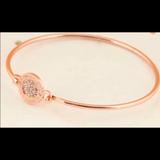 Michael Kors Jewelry | Michael Kors Rose Gold Pave Swarovski Crystal Round Logo Cuff Bangle Bracelet | Color: Gold/Pink | Size: Os