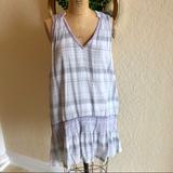 Free People Dresses | Free People Run With Me Plaid Mini Dress Tunic Xs | Color: Gray/Purple | Size: Xs