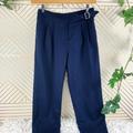 Anthropologie Pants & Jumpsuits | Cartonnier Belted Navy Pleated Pant Trousers Size | Color: Blue | Size: 6