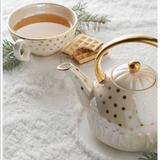 Anthropologie Other | Nib Anthropologie Sweet Sentiment Teapot With Cup | Color: Gold/White | Size: Os