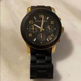 Michael Kors Accessories | Michael Kors Black Matte And Gold Watch | Color: Black/Gold | Size: Os