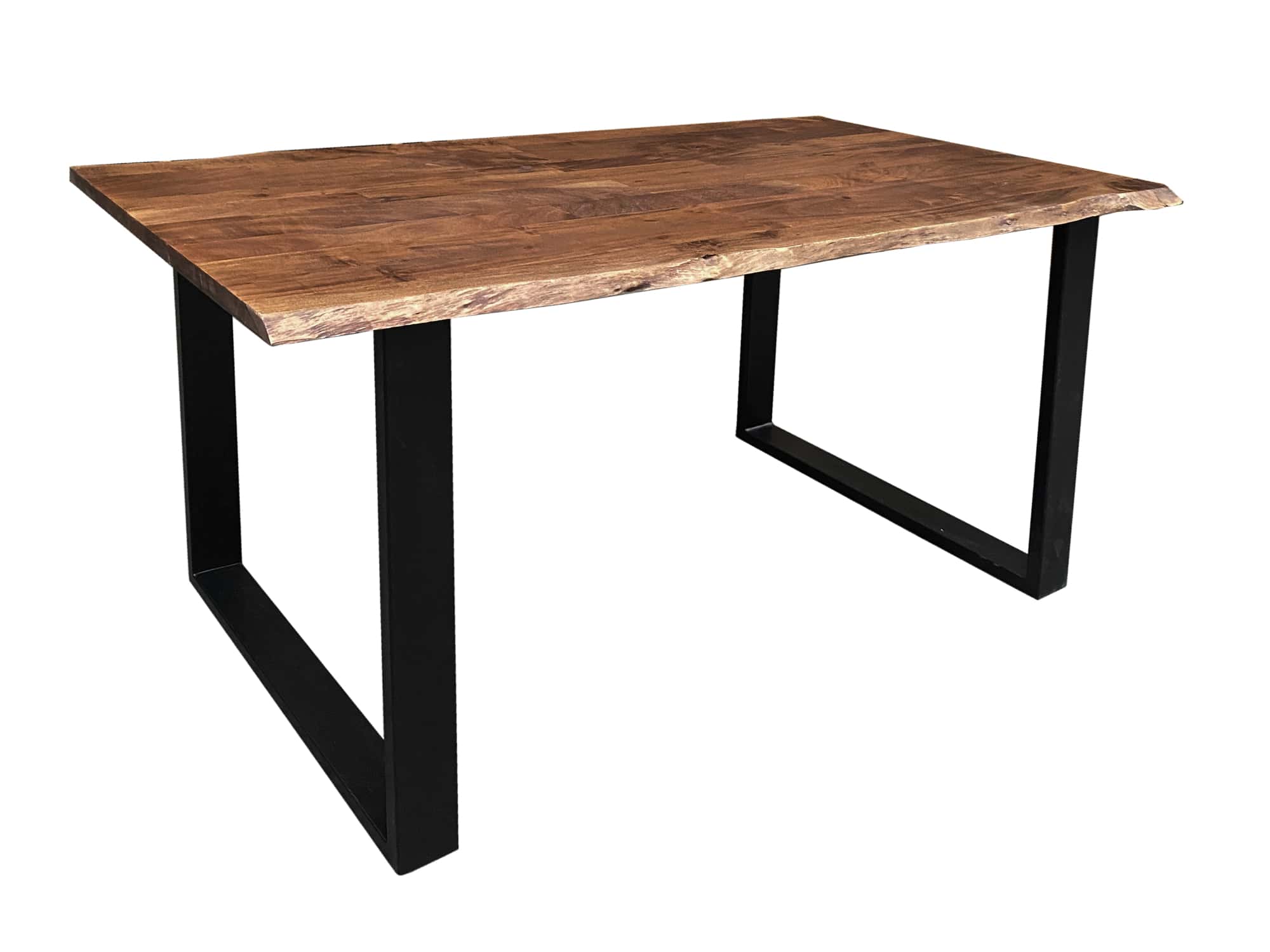 MiaMöbel Esstisch 'Vanaja' 120x80cm, Nussbaum/Antikschwarz Massivholz, Metall Akazie Modern Indien Indisch