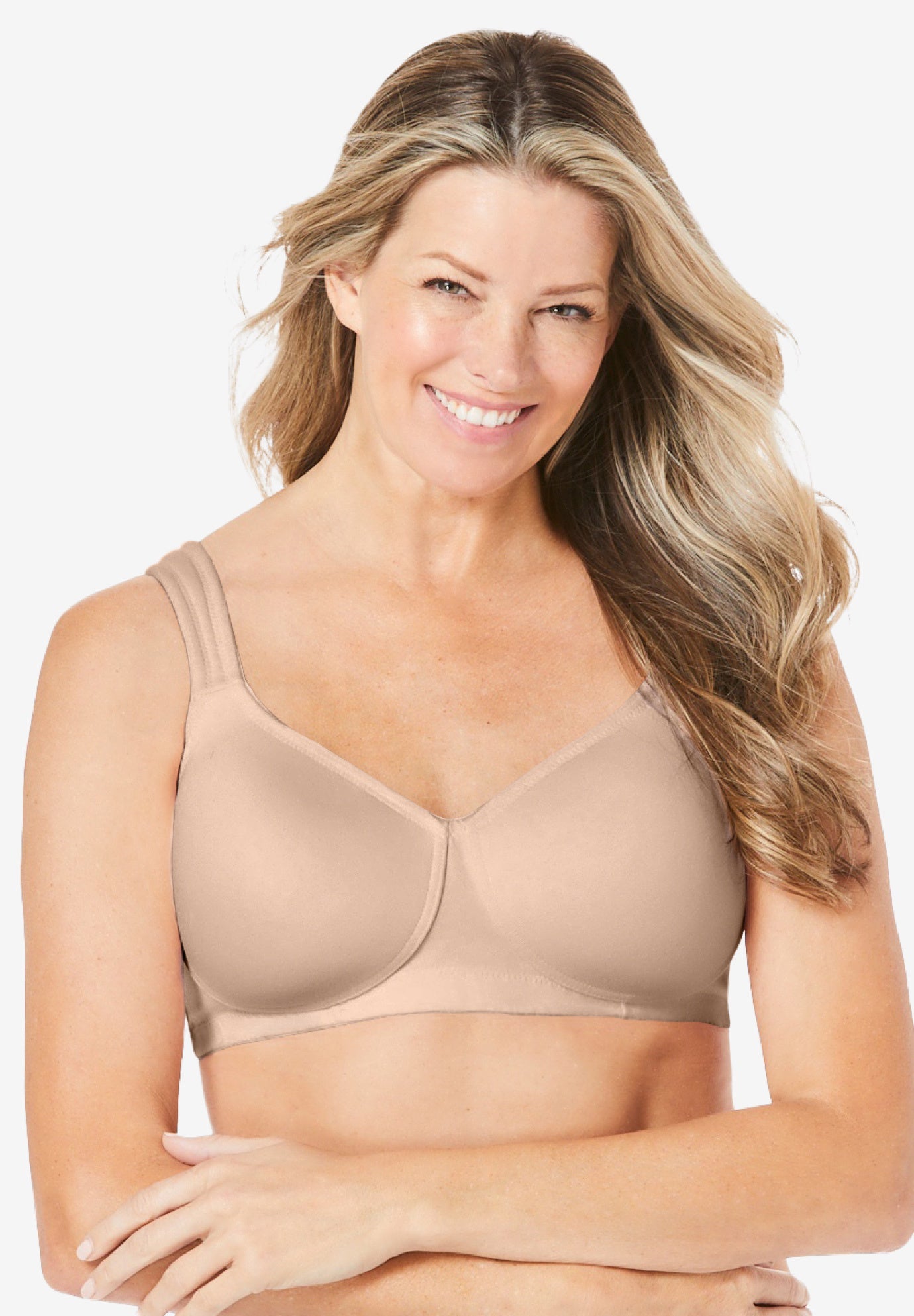 Plus Size Women's Cotton Wireless Lightly Padded T-Shirt Bra by Comfort Choice in Nude (Size 50 DD)