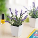 Freeport Park® Artificial Lavender Floral Arrangement in Pot Plastic in Indigo | 7.08 H x 2.55 W x 2.55 D in | Wayfair