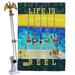 Breeze Decor Life Is Reel 2-Sided Polyester 40" H x 28" W Flag set in Black/Blue/Yellow | 40 H x 28 W x 4 D in | Wayfair