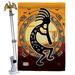 Breeze Decor Kokopelli Playing Flute 2-Sided Polyester 40" H x 28" W Flag set in Black/Orange | 40 H x 28 W x 4 D in | Wayfair