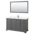 Deborah 60 Inch Single Bathroom Vanity in Dark Gray, Light-Vein Carrara Cultured Marble Countertop, Undermount Square Sink, 58 Inch Mirror - Wyndham WCS202060SKGC2UNSM58