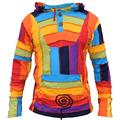 Gheri Men's Rainbow Cotton Stripy Pixie Long Hood Pullover Bright Unlined Medium
