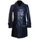 U-BOAT Navy Blue Men's Knee Length WW2 German Kriesgmarine Military Cowhide Leather Long Winter Coat (SIZES: XS TO 5XL Available) (L)
