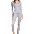 Fashion Silk Women's Silk Thermal Underwear Sets | Silk Long Johns for Women | Silk Long Underwear Sets, Silver Grey, Large