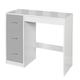 URBNLIVING 3 Drawer Wooden Bedroom Dressing Table (White Carcass + Grey Drawers)