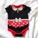 Disney One Pieces | Disney Baby | Minnie Mouse Onesie Glitter Collar | Color: Black/Red | Size: 6-9mb