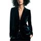 MUCOO Womens Casual Work Office Blazer Buttons Long Sleeve Tailored Suits Jackets, Dark Green, L