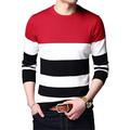 wkd-thvb Sweater Male Pullover Men Casual Sweaters Striped Mens Cashmere Sweater Outerwear Jumper Pullovers Red XXL