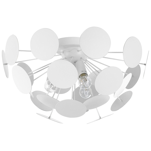 Deckenlampe Weiß 3-flammig Schirm aus dekorativen Metallplatten matte Oberfläche Wohn-, Schlaf- oder Esszimmer halbkreisförmig Moderner Stil