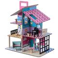 Olivia's Little World 360 Kinder Puppenhaus Aus Holz 3,5" Puppen & 12 Zubehör Mehrfarben TD-13260C