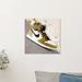 Everly Quinn Fashion & Glam Golden Sneaker Shoes - Wrapped Canvas Graphic Art Print Canvas in Black/Yellow | 12 H x 12 W x 0.8 D in | Wayfair