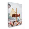 Stupell Industries Welcome To Positano Sign European Beach Vibes - Photograph Print Canvas, Wood in White | 48 H x 36 W x 1.5 D in | Wayfair