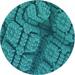 Blue/Green 96 x 0.35 in Indoor Area Rug - East Urban Home Geometric Teal Area Rug Polyester/Wool | 96 W x 0.35 D in | Wayfair