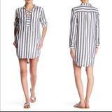 Madewell Tops | Madewell Striped Lace-Up Tunic Shirt Dress | Color: Blue/White | Size: Xs