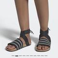 Adidas Shoes | Adidas Adilette Ankle Wrap Sandals In Core Black | Color: Black/Tan | Size: 7