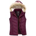 Wantdo Women's Outerwear Gilets Hooded Sleeveless Vest Windproof Body Warmer Gilets Winter Water Resistant Vest Wine Red L