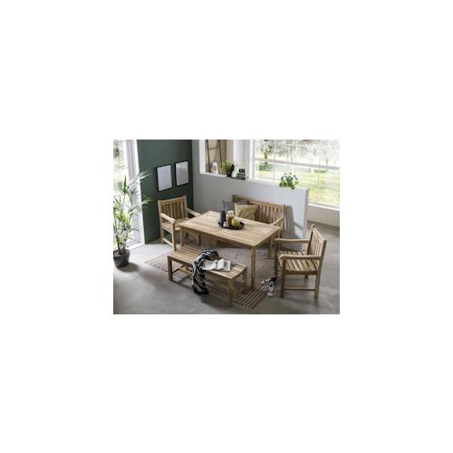 Möbilia Gartenbank 150 cm | Sitzbank 3-Sitzer aus Teak Holz | B 150 x T 42 x H 45 cm | natur | 11020009 | Serie GARTEN