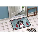 The Holiday Aisle® Dartanna Winter Holiday Bernese Mountain Dog Non-Slip Outdoor Door Mat Synthetics | Rectangle 1'6" x 2'3" | Wayfair