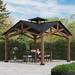 Sunjoy Bella 12.5 Ft. W x 12.5 Ft. D Solid Wood Patio Gazebo Wood/Hardtop in Black/Brown | 132.83 H x 150.67 W x 150.67 D in | Wayfair A102012700