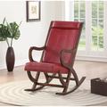 Wildon Home® Nine Rocking Chair Faux Leather/Wood/Solid Wood in Red/Brown | 38 H x 36 W x 22 D in | Wayfair 944FE0944B2A4E95B708B913F8908FDA