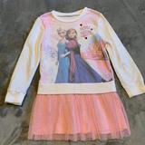 Disney Dresses | Disney Frozen Elsa & Anna Long Sleeve Tulle Dress | Color: Pink/White | Size: 2tg