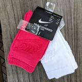 Nike Accessories | Nike Girl Cushioned Crew Socks | 10c-3y Nwt | Color: Pink/White | Size: 10c- 3y