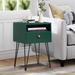 Trent Austin Design® Kempst 23.7"Tall 1 - Drawer Iron Nightstand Wood/Metal in Green | 23.7 H x 15.7 W x 15.7 D in | Wayfair