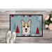 The Holiday Aisle® Paoquin Winter Holiday Corgi Non-Slip Outdoor Door Mat Synthetics in Green/Blue | 1'6" x 2'3" | Wayfair