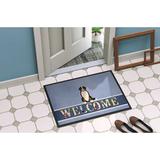 Winston Porter Bernese Mountain Dog Welcome 27 in. x 18 in. Non-Slip Outdoor Door Mat Synthetics | 18 W x 27 D in | Wayfair