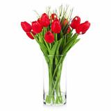 Primrue Real Touch Tulips Floral Arrangement in Vase Natural Fibers, Glass in Red | 14 H x 7 W x 7 D in | Wayfair FC4F146D90DD427D81B4B9AA7EBF119C