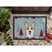 The Holiday Aisle® Paoquin Winter Holiday Corgi Non-Slip Outdoor Door Mat Synthetics in Green/White/Blue | 2' x 3' | Wayfair