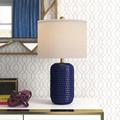 Etta Avenue™ Amman 22" Navy Blue Table Lamp Set Ceramic/Fabric in Blue/White | 22 H x 13 W x 13 D in | Wayfair EE5F1F6DB1194BA2B51EC67C392C9000