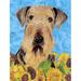 Winston Porter Dog & Sunflowers 2-Sided Garden Flag, Polyester in Blue/Brown | 15 H x 11 W in | Wayfair 791B92461E644DD5821EEFD40DCCECB4