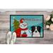 The Holiday Aisle® Lolanna Snowman w/ Border Collie Non-Slip Outdoor Door Mat Synthetics in White | 24 W x 36 D in | Wayfair