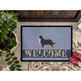 Winston Porter Bernese Mountain Dog Welcome 27 in. x 18 in. Non-Slip Outdoor Door Mat Synthetics | 27" L x 18" W | Wayfair